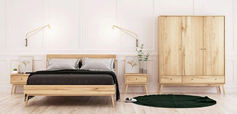 Meble dębowe Malaga do sypialni łóżko szafa